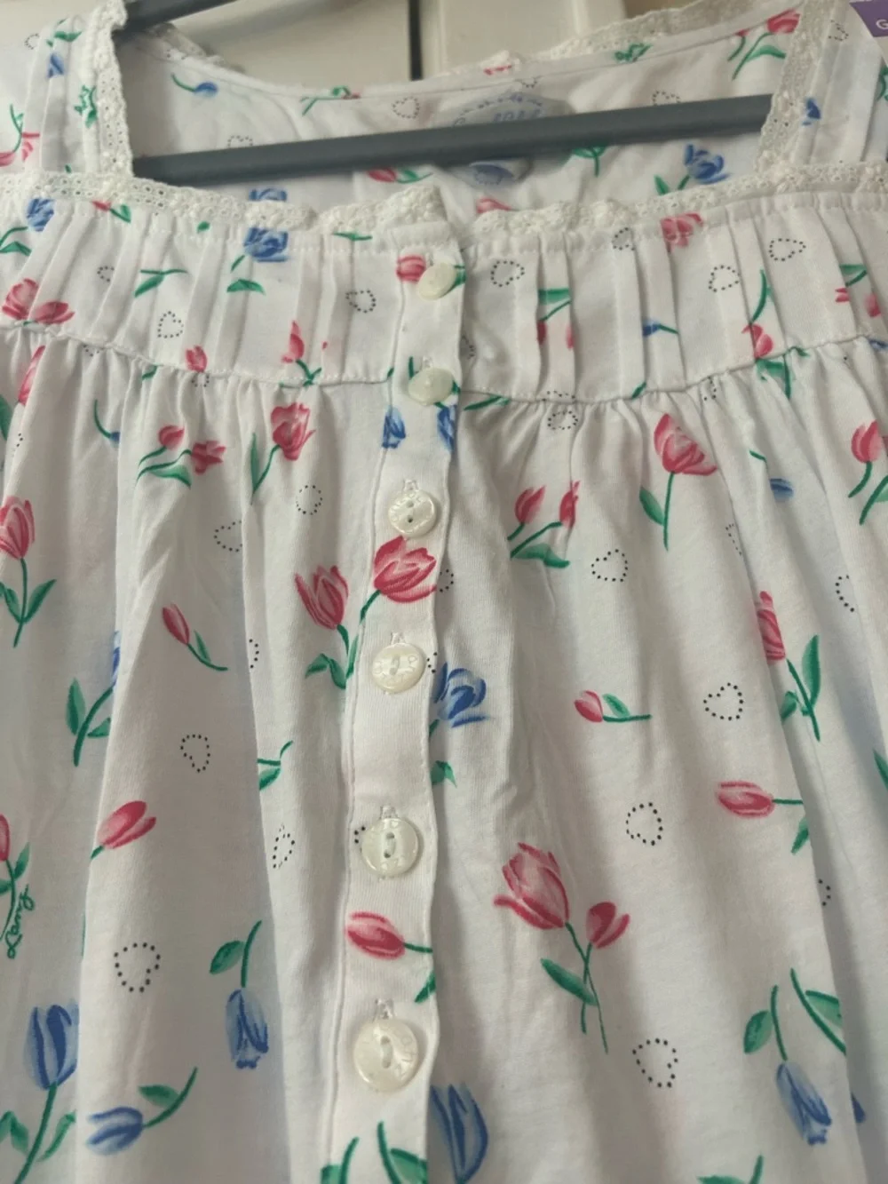 NEW Lanz of Salzburg White Floral Classic Cozy Cotton Nightgown NWOT